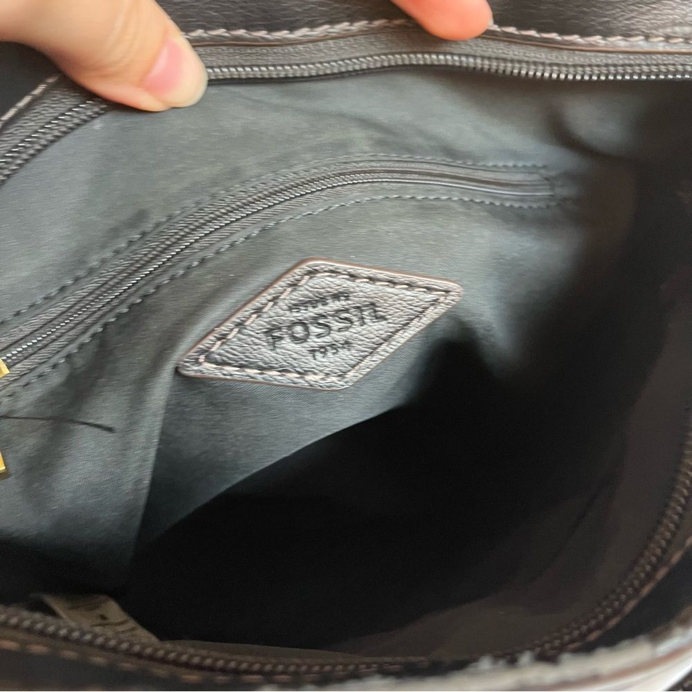 FOSSIL Black Leather Tote shoulder Bag crossbody Satchel Sydney Ryder Gemma Kyle - Picture 13 of 13